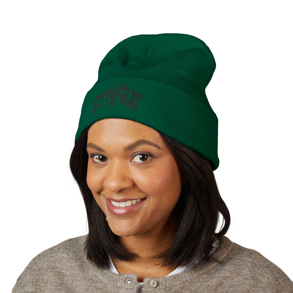 Gym Rat Embroidered Cuffed Beanie — Fitness Gym Lover Knit Hat