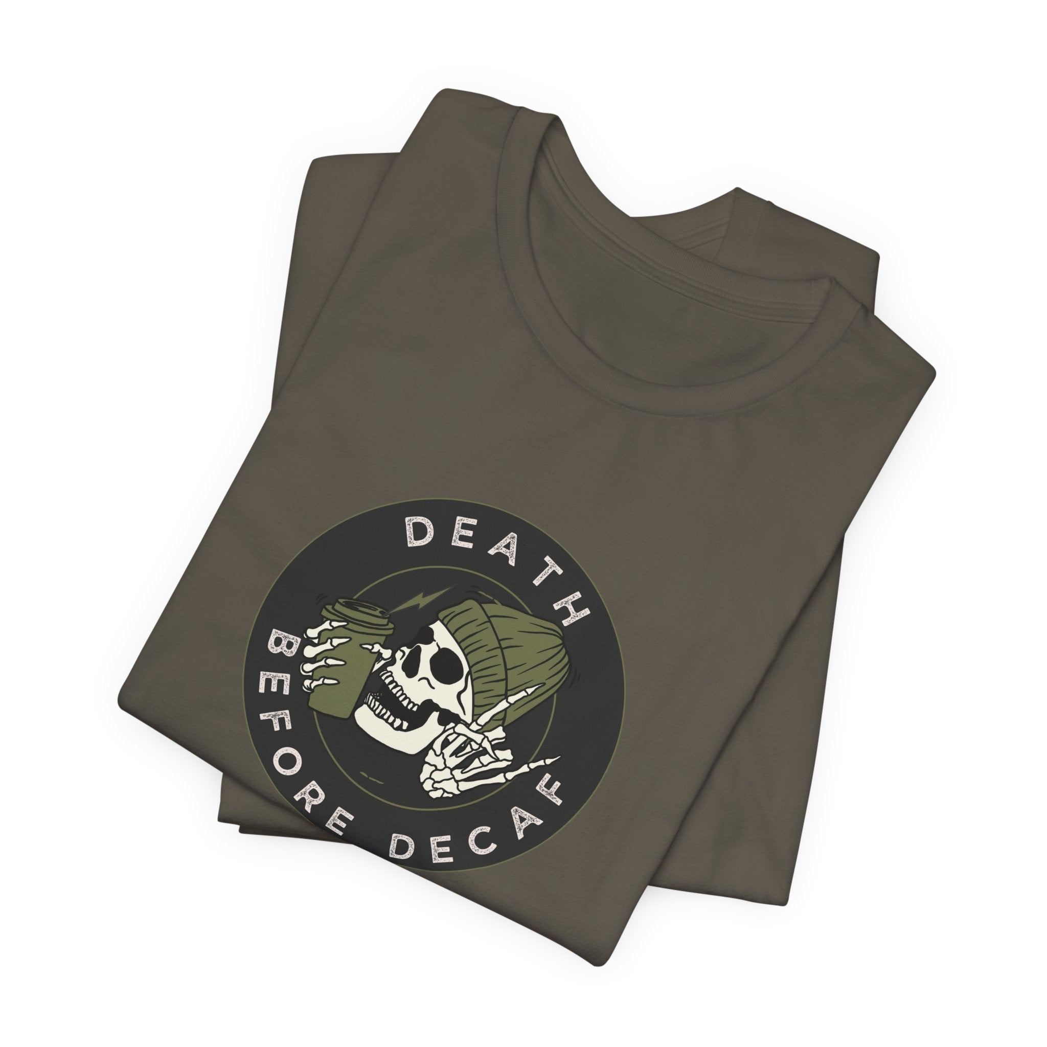 Death before Decaf Unisex Jersey Short Sleeve Tee