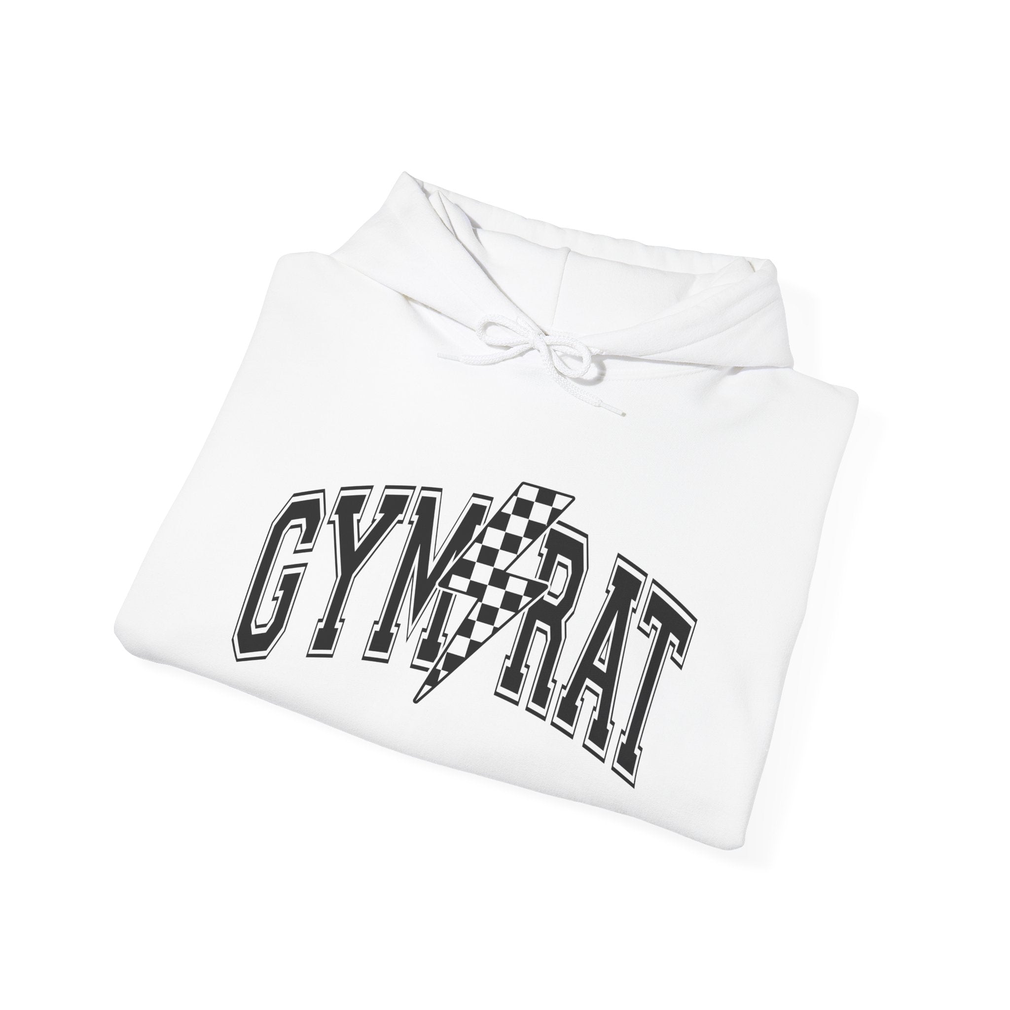 Gym Rat Hoodie — Retro Checkered Bolt Fitness Sweatshirt