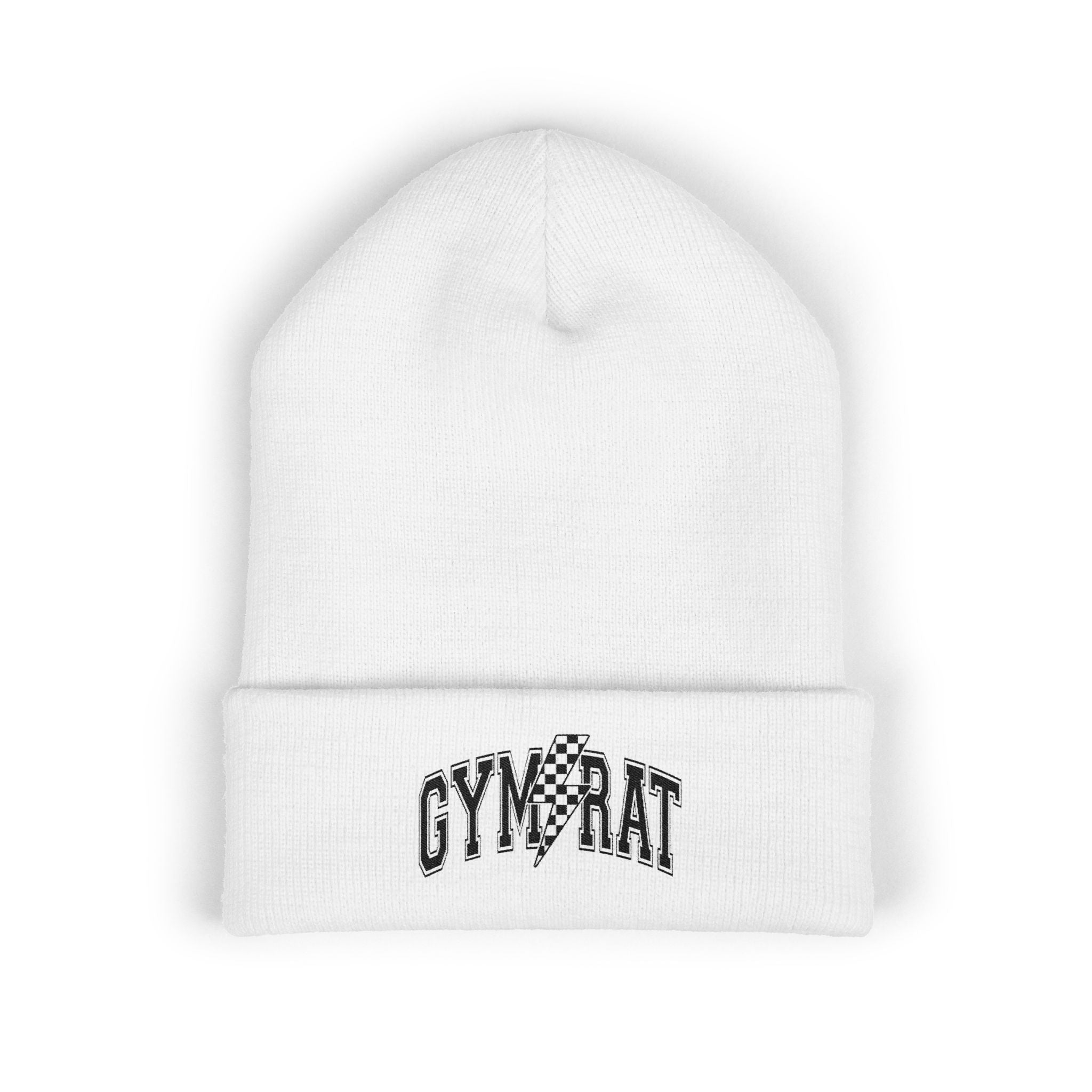 Gym Rat Embroidered Cuffed Beanie — Fitness Gym Lover Knit Hat