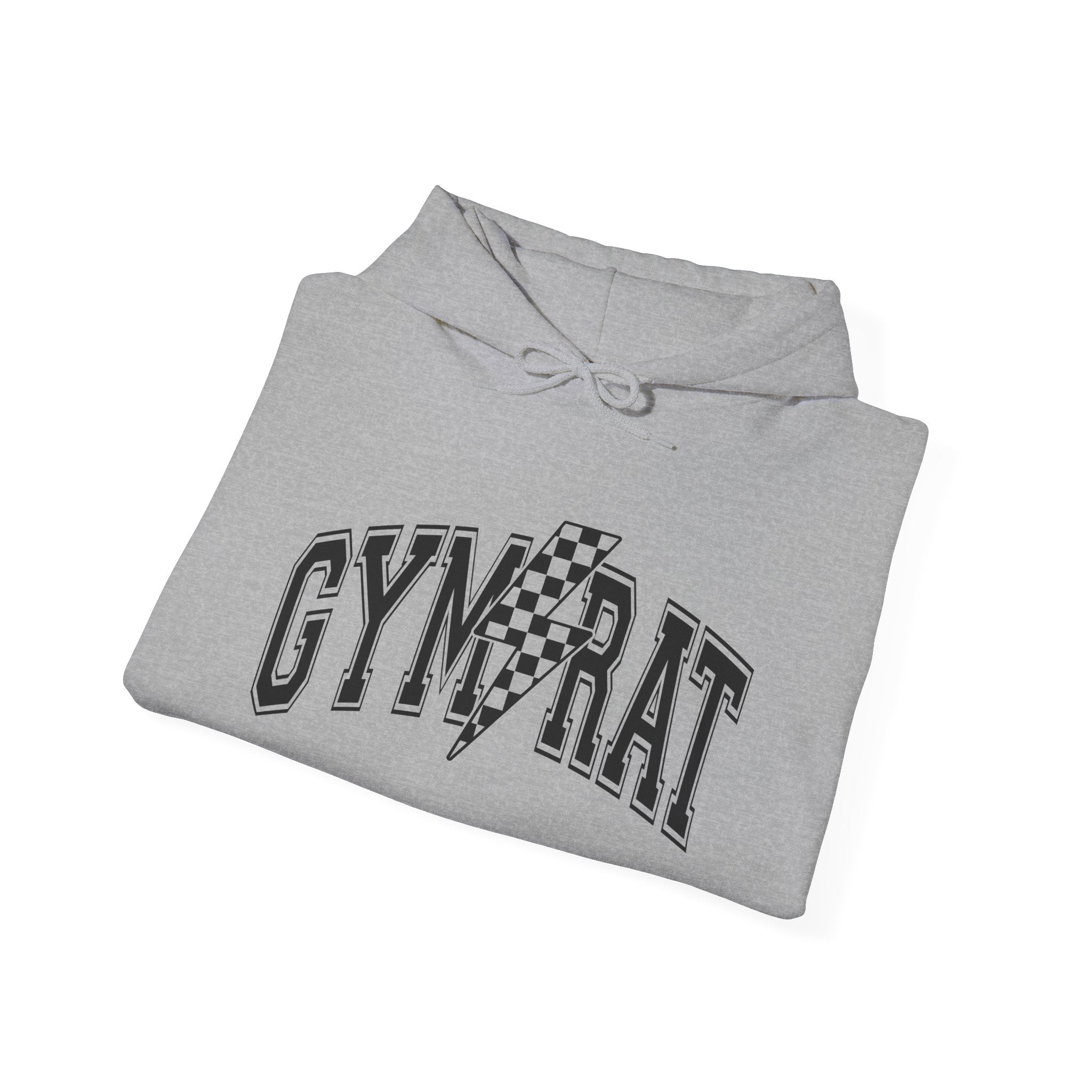 Gym Rat Hoodie — Retro Checkered Bolt Fitness Sweatshirt