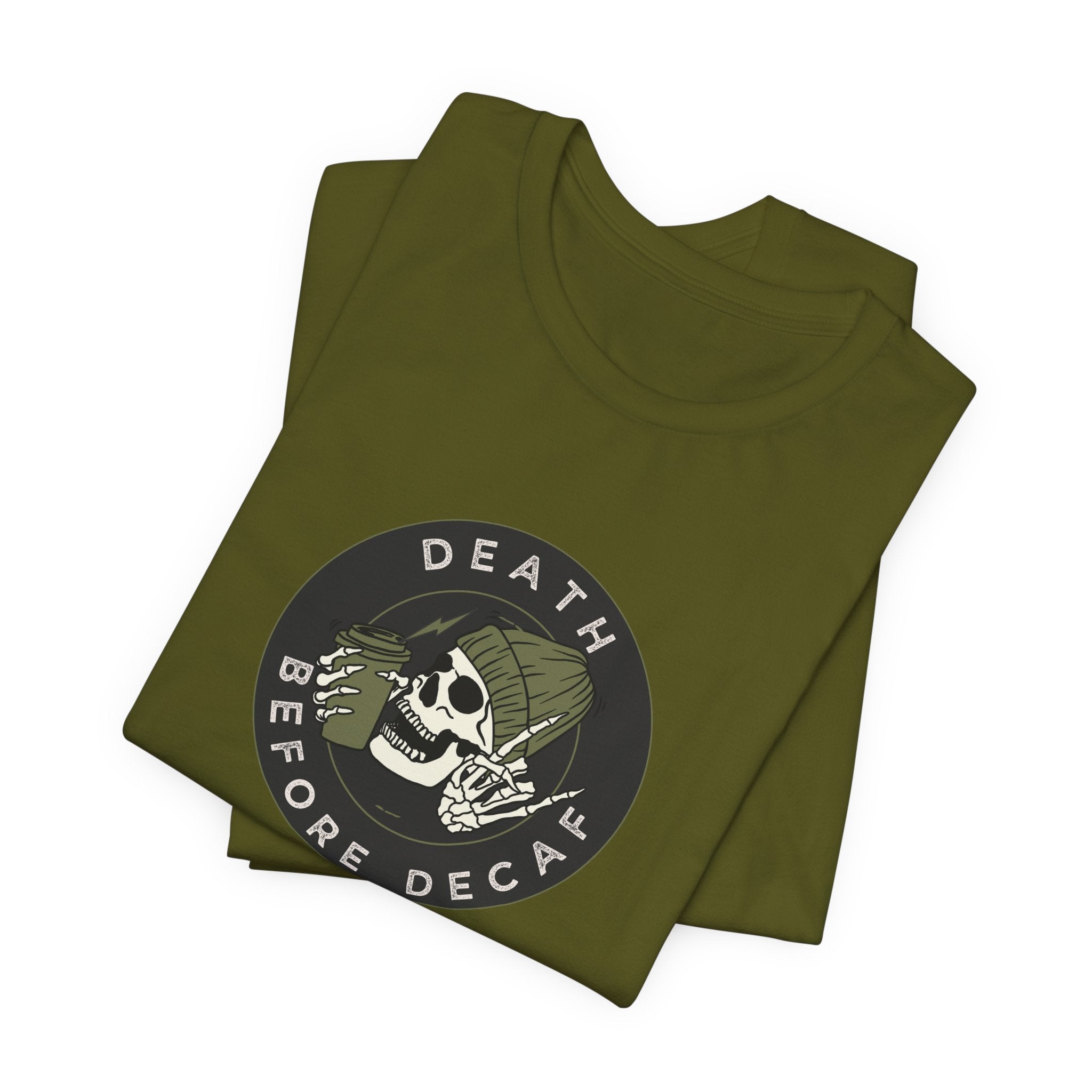 Death before Decaf Unisex Jersey Short Sleeve Tee