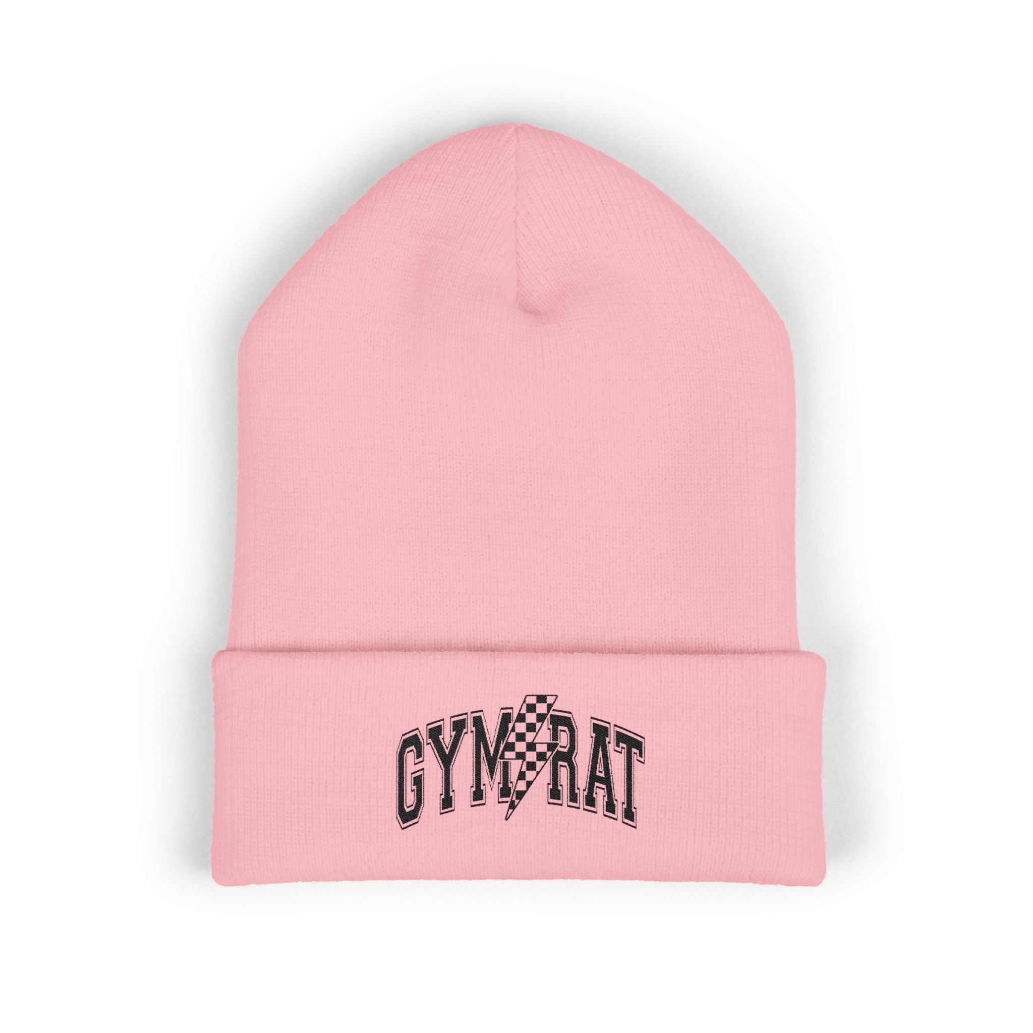 Gym Rat Embroidered Cuffed Beanie — Fitness Gym Lover Knit Hat
