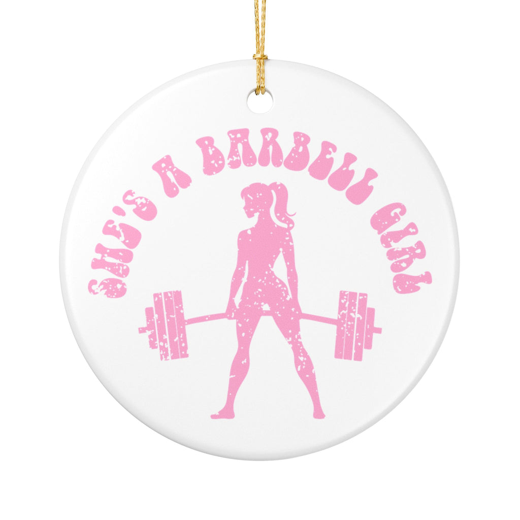 Barbell Girl Ceramic Ornament – Pink Weightlifting Gym Decoration