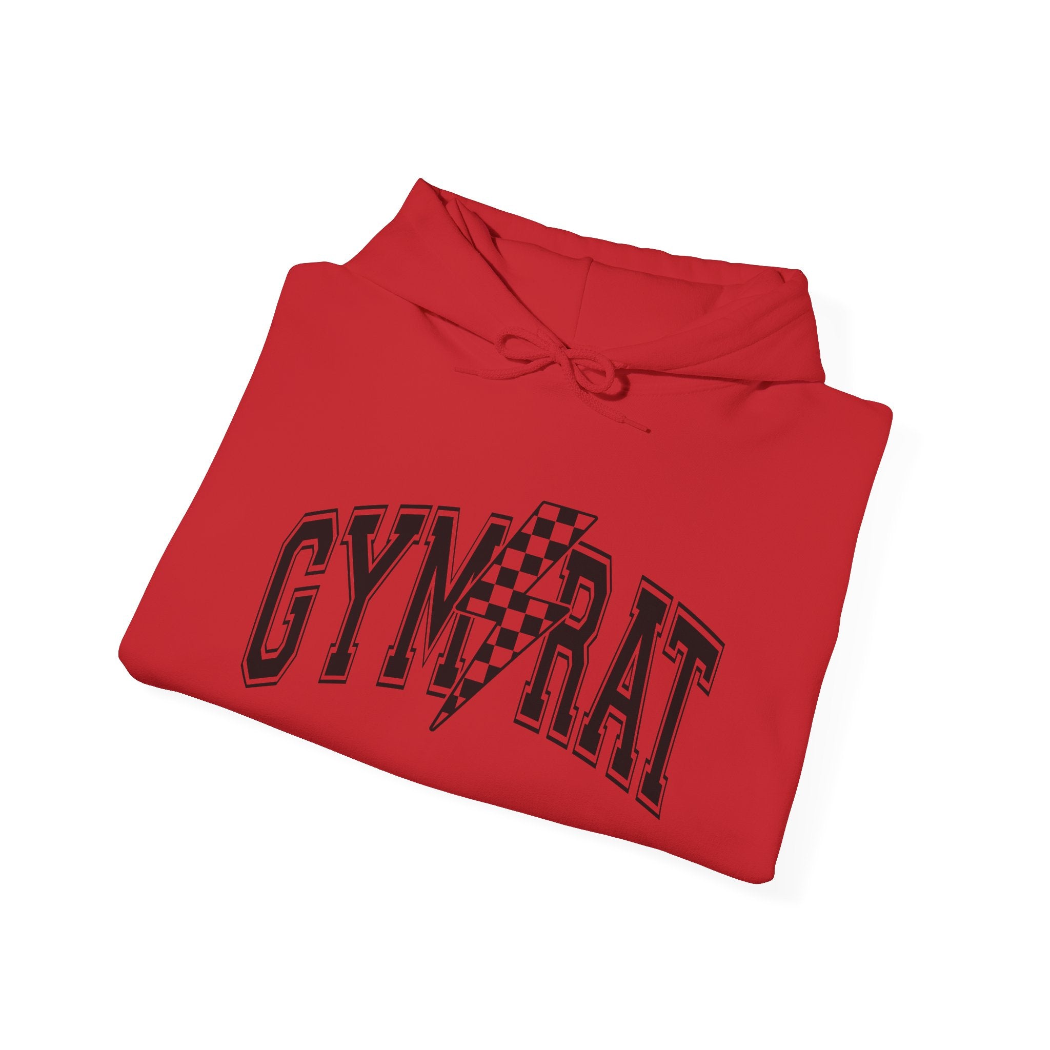 Gym Rat Hoodie — Retro Checkered Bolt Fitness Sweatshirt