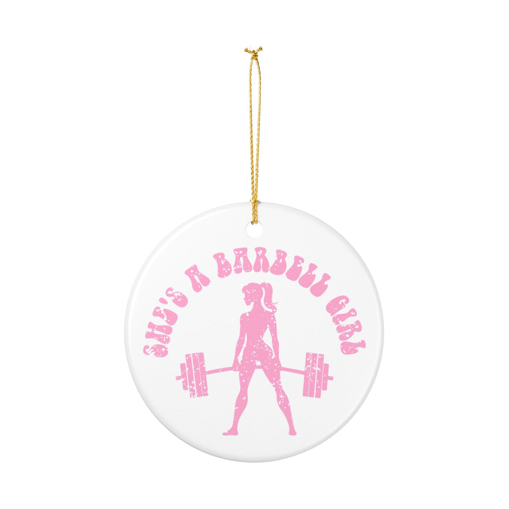 Barbell Girl Ceramic Ornament – Pink Weightlifting Gym Decoration
